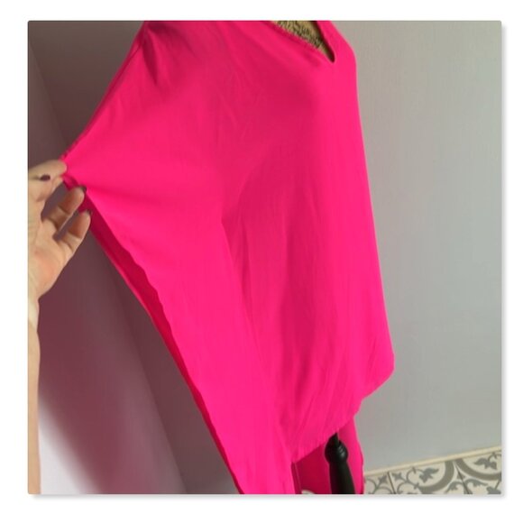 Adrienne Hot Fluorescent Pink High Low Dress Coverup Top Sz S - Picture 4 of 13